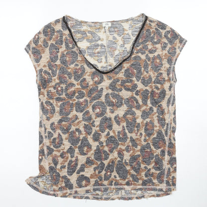 Womens UK Size 8 River Island Beige Basic T-Shirt