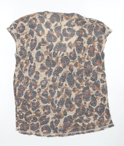 Womens UK Size 8 River Island Beige Basic T-Shirt