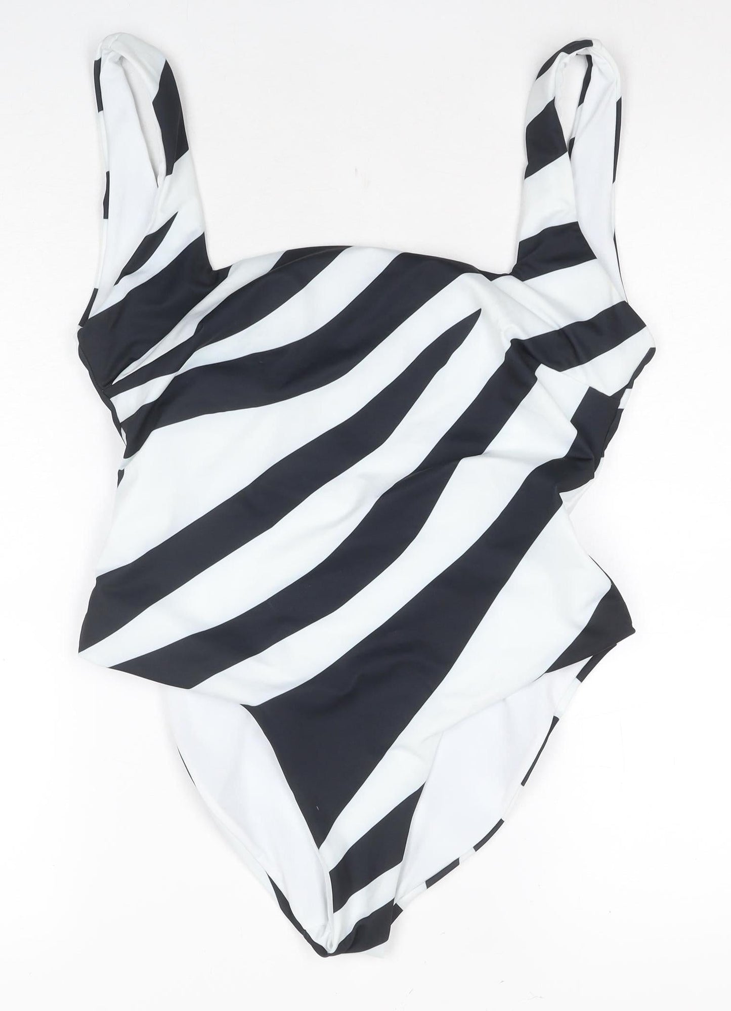 MNG Women's Striped One Piece Swimsuit, Size 6, Black/White