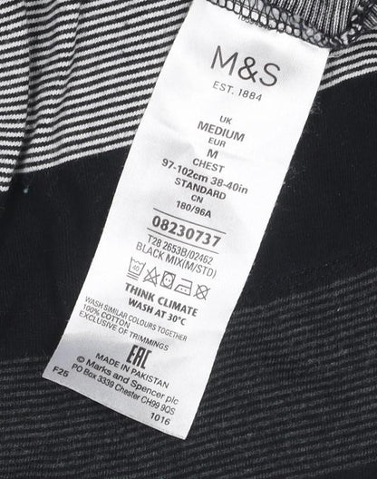 Marks and Spencer Men's Black M Polo, Striped