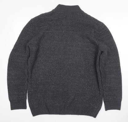 Next Men's Grey Waffle-Knit Full Zip Jumper, Size L