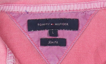 Tommy Hilfiger Men's Pink Polo, Slim Fit, Size L