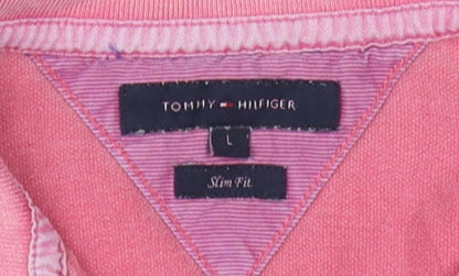 Tommy Hilfiger Men's Pink Polo, Slim Fit, Size L