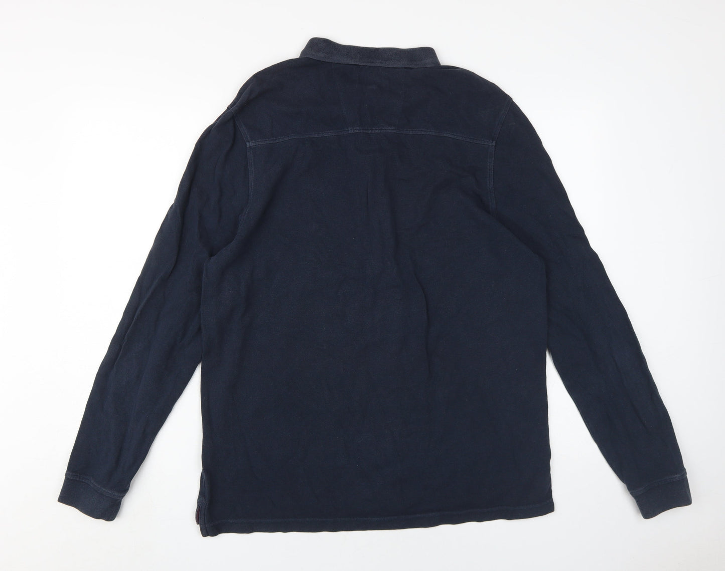 Racing Green Men's Blue Long Sleeve Polo Shirt L