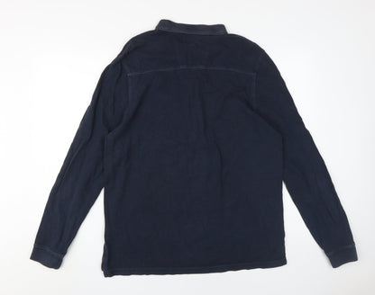 Racing Green Men's Blue Long Sleeve Polo Shirt L