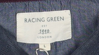 Racing Green Men's Blue Long Sleeve Polo Shirt L