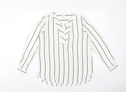 Jacqueline de Yong Women's White Striped Blouse Size 10