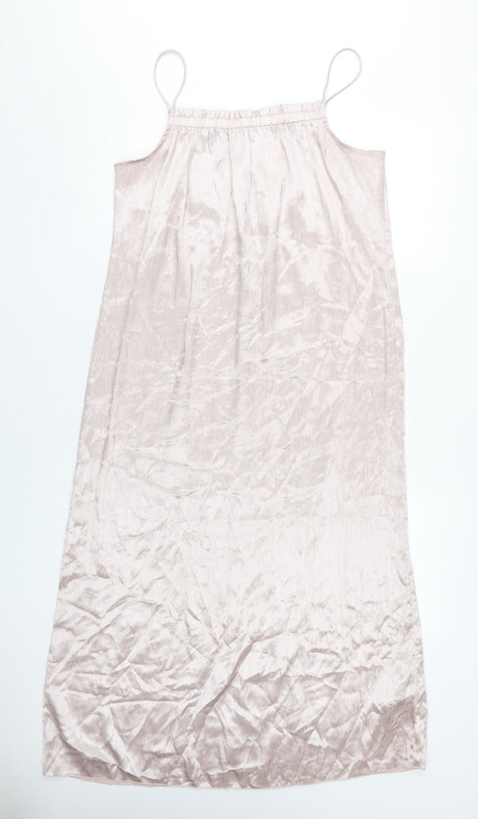 H&M Women's Pink Midi Slip Dress, Size 10