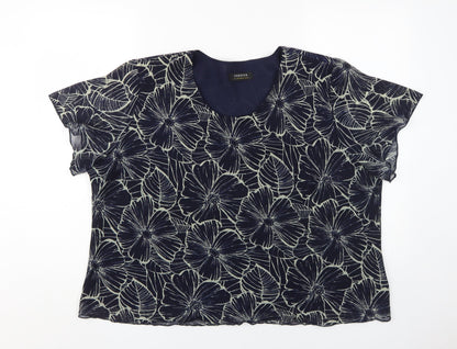 Forever Women's Floral Blue 2XL Tunic Blouse