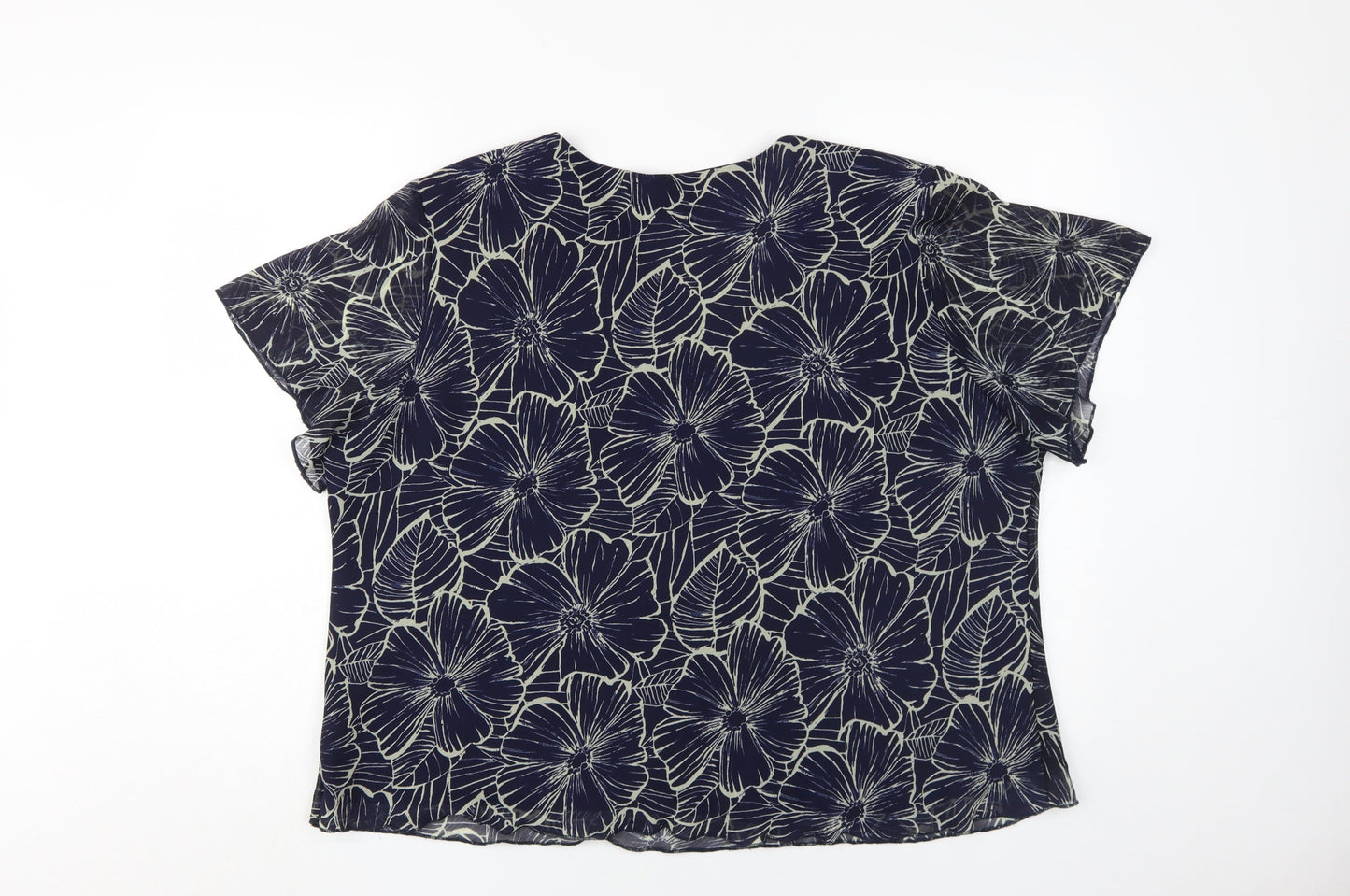 Forever Women's Floral Blue 2XL Tunic Blouse