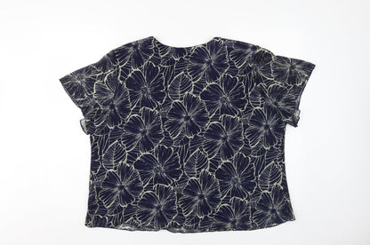 Forever Women's Floral Blue 2XL Tunic Blouse
