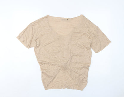 Womens UK Size L Pull&Bear Beige Basic T-Shirt