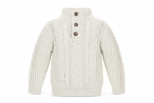 Gap Boys Beige Cable Knit High Neck Henley Jumper 3 Years
