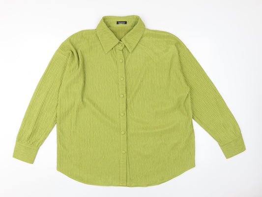 Boohoo Women’s Green Button-Up Shirt Size 10
