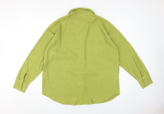 Boohoo Women’s Green Button-Up Shirt Size 10
