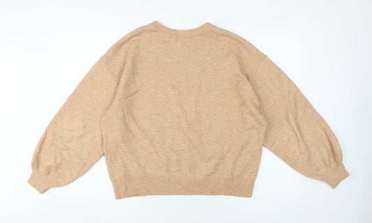 ASOS DESIGN Women Beige Crew Neck Pullover Jumper Size 10