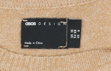 Womens UK Size 10 ASOS DESIGN Beige Pullover Jumper
