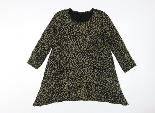 Roman Women's Black Animal Print Shift Dress Size 12