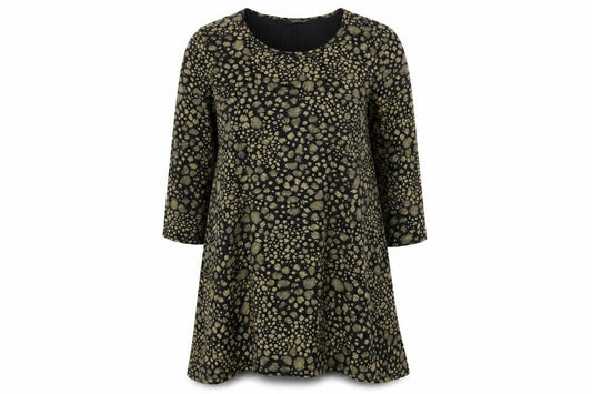 Front view of Roman Women's Black Animal Print Shift Dress, size 12