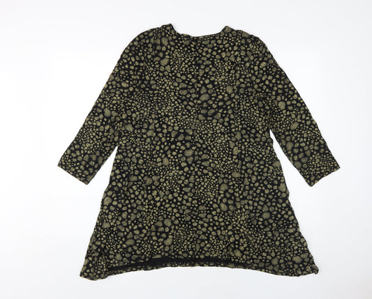 Roman Women's Black Animal Print Shift Dress Size 12