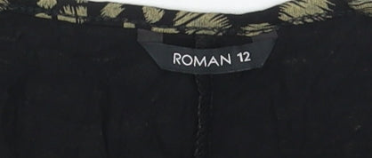 Roman Women's Black Animal Print Shift Dress Size 12