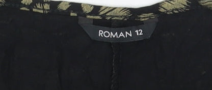 Roman Women's Black Animal Print Shift Dress Size 12