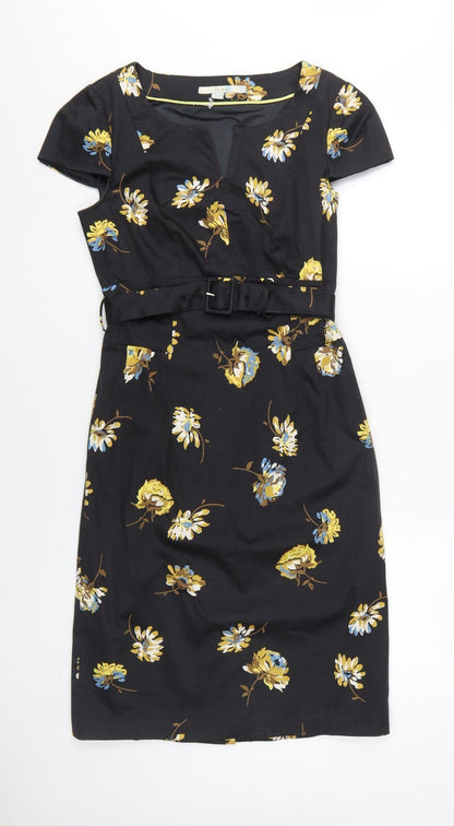 Boden Women's Black Floral Sheath Dress 12