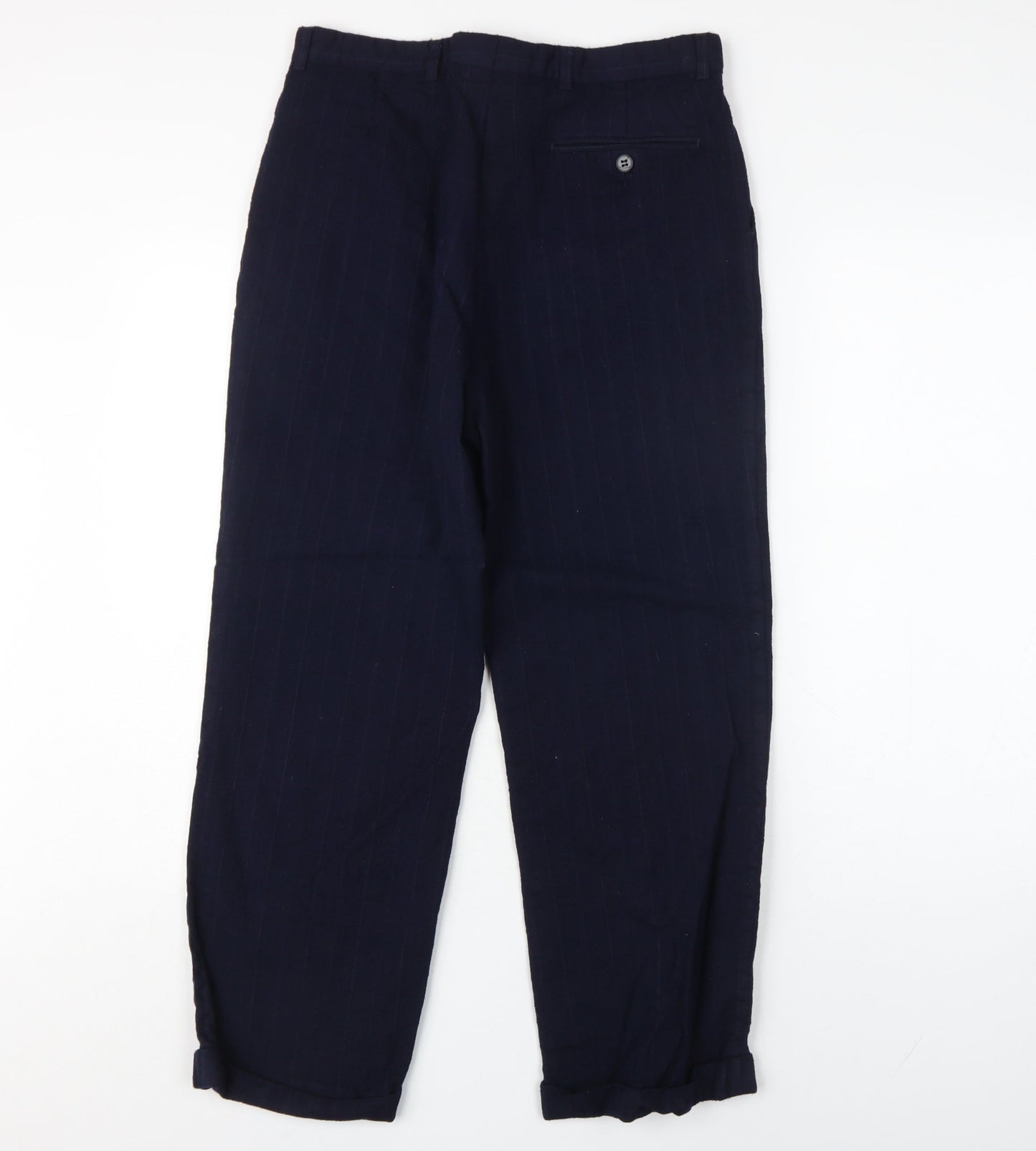 Jaeger Men's Blue Wool Pleated Trousers 48R