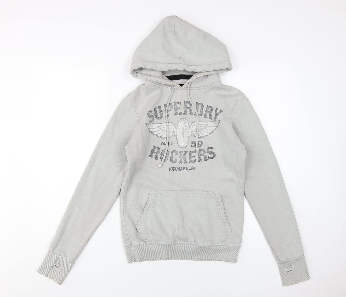 Superdry Men's Grey Hoodie Small Logo Design
