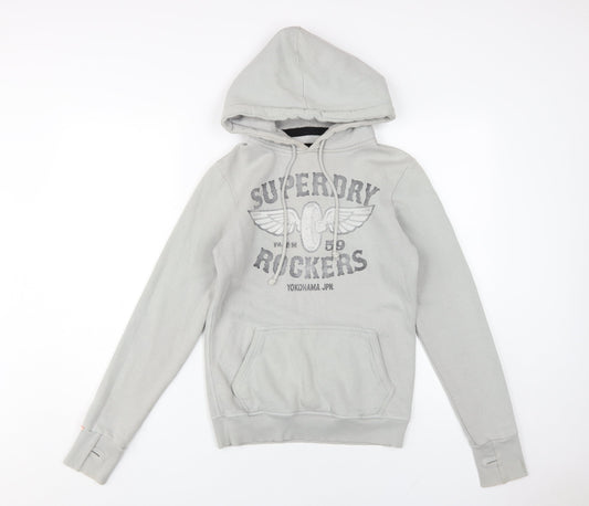 Superdry Men's Grey Hoodie Small Logo Design