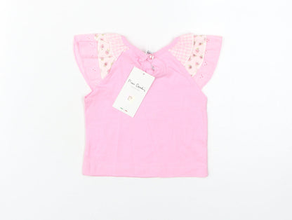 Pierre Cardin Girls Pink T-Shirt 3-6 Months Cartoon Floral Top