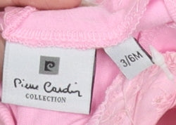Pierre Cardin Girls Pink T-Shirt 3-6 Months Cartoon Floral Top