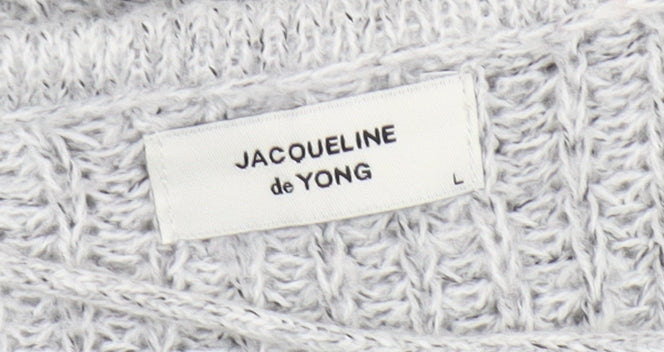 Womens UK Size L JACQUELINE de YONG Grey Pullover Jumper