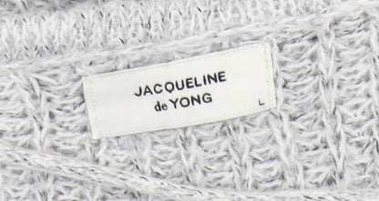 Womens UK Size L JACQUELINE de YONG Grey Pullover Jumper