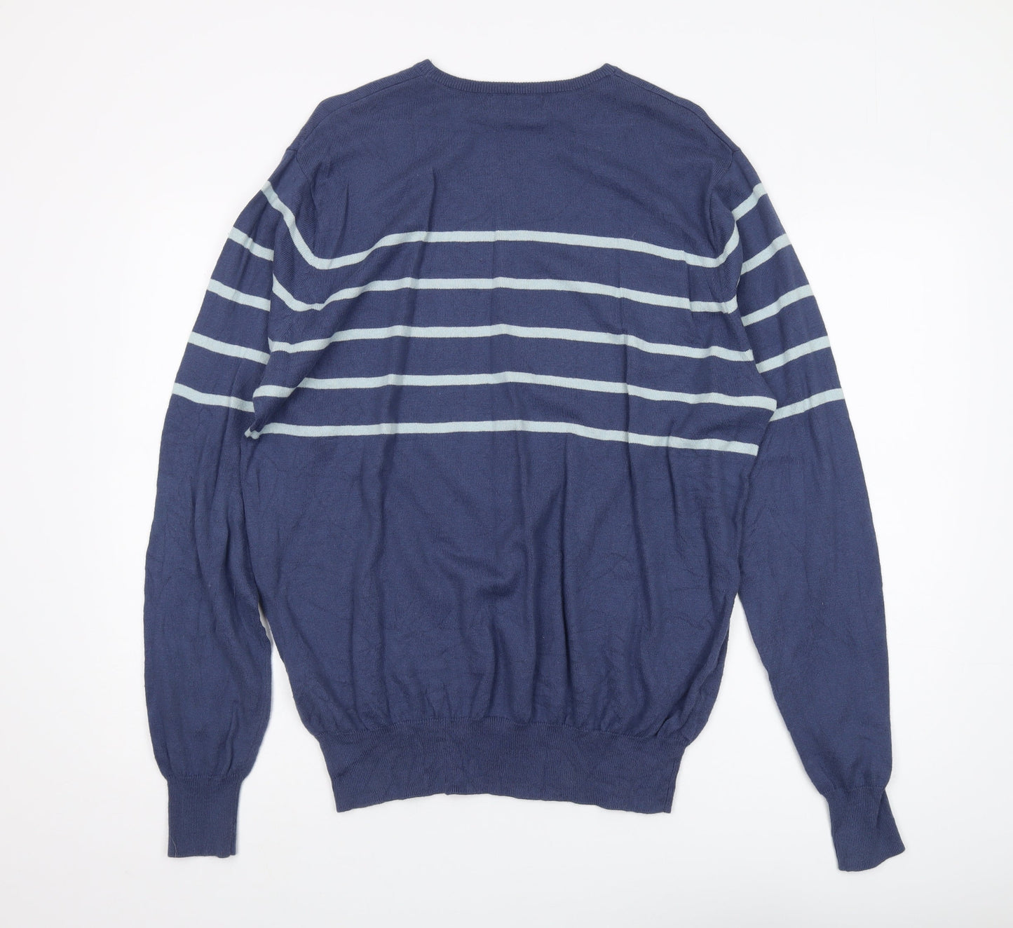 Woolovers Men's Blue Striped Pullover Jumper L