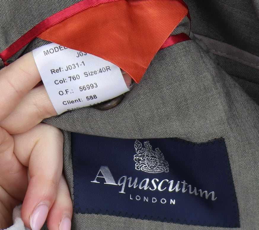 Aquascutum Men's Grey Suit Jacket Size 40 Regular