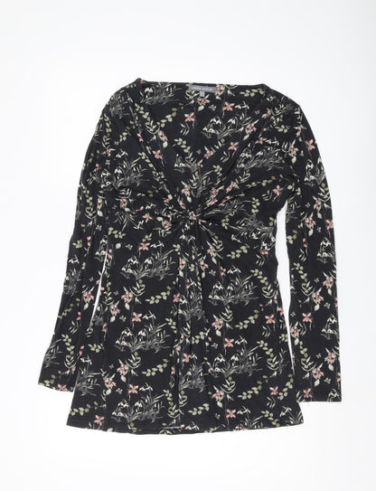 Laura Ashley Women's Black Floral Tunic Blouse Size 14