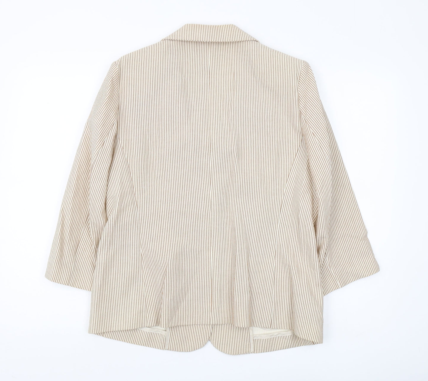 Viyella Women's Beige Pinstripe Cotton Blazer Size 12