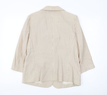 Viyella Women's Beige Pinstripe Cotton Blazer Size 12