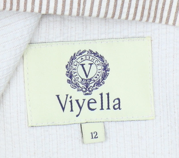 Viyella Women's Beige Pinstripe Cotton Blazer Size 12