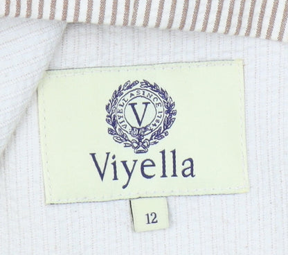 Viyella Women's Beige Pinstripe Cotton Blazer Size 12