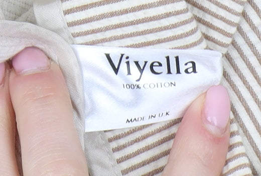 Viyella Women's Beige Pinstripe Cotton Blazer Size 12