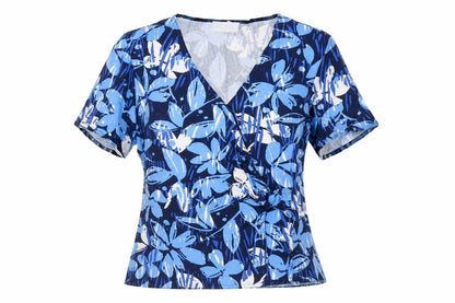 Womens UK Size 10 Eastex Blue Wrap Blouse