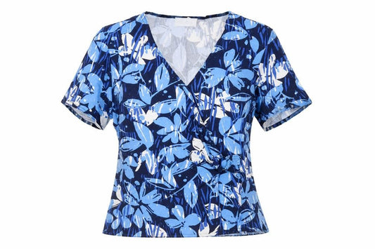 Womens UK Size 10 Eastex Blue Wrap Blouse