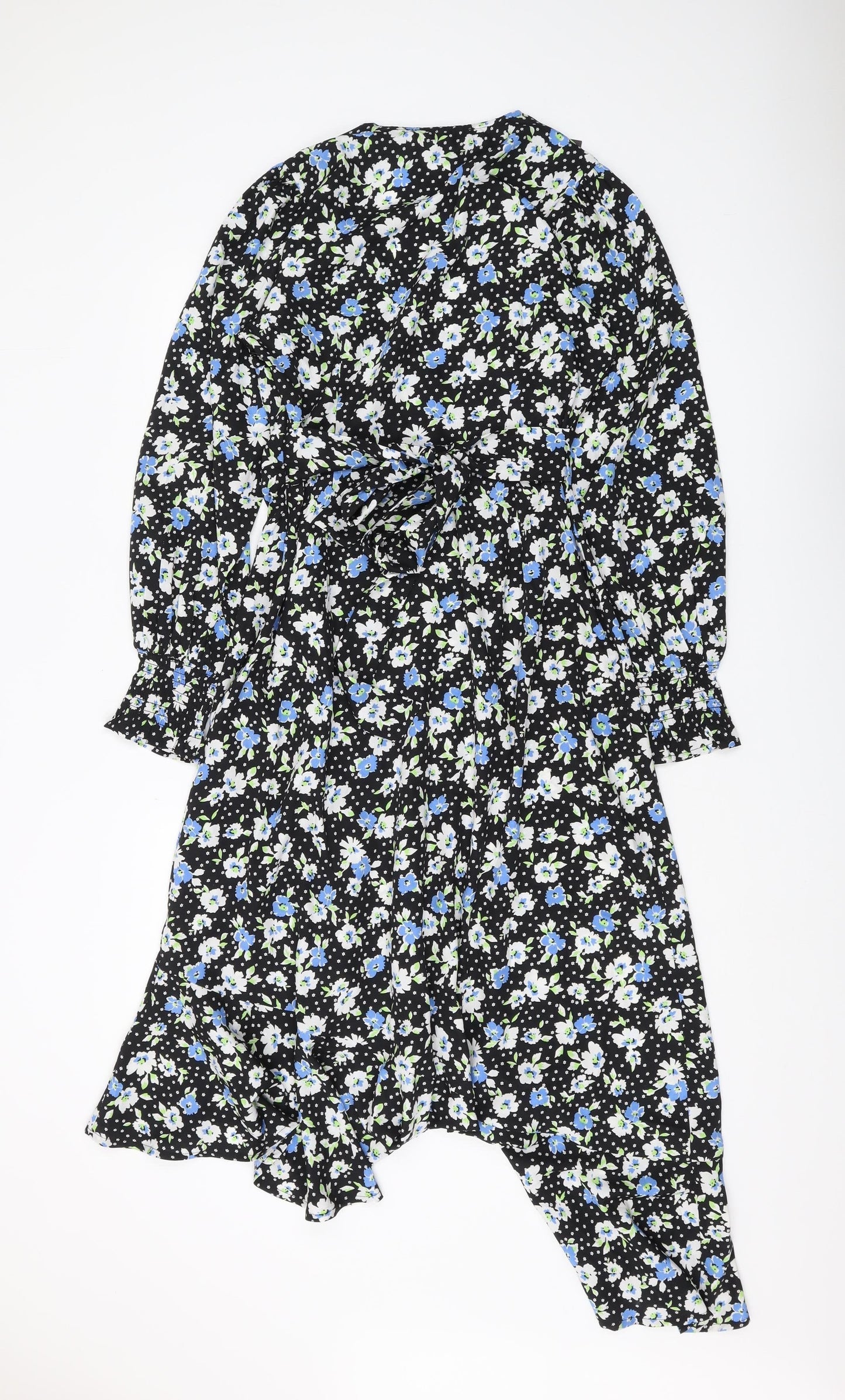 Wednesday's Girl Women's Black Floral Wrap Dress - Size S