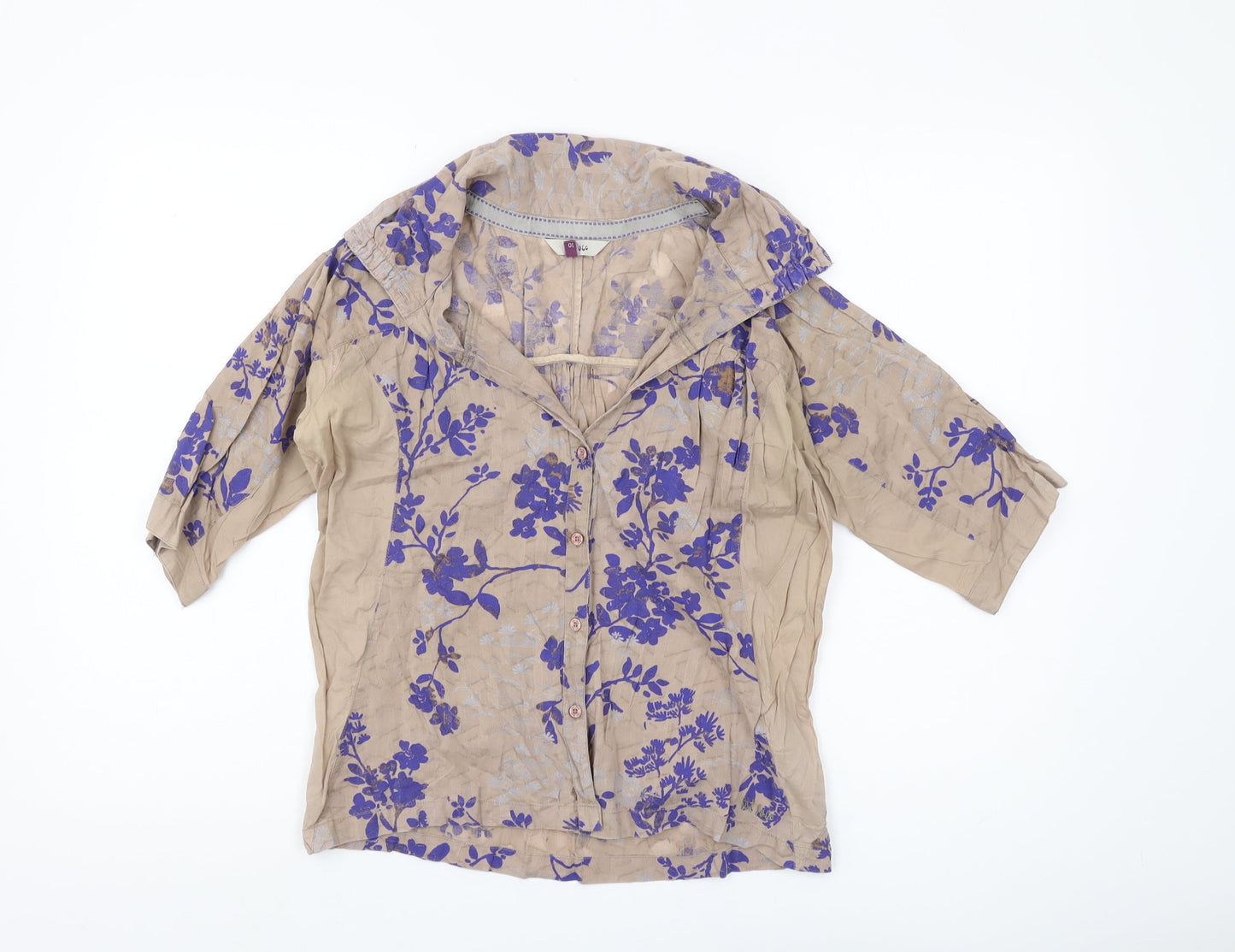 Womens UK Size 10 Fat Face Beige Tunic Blouse