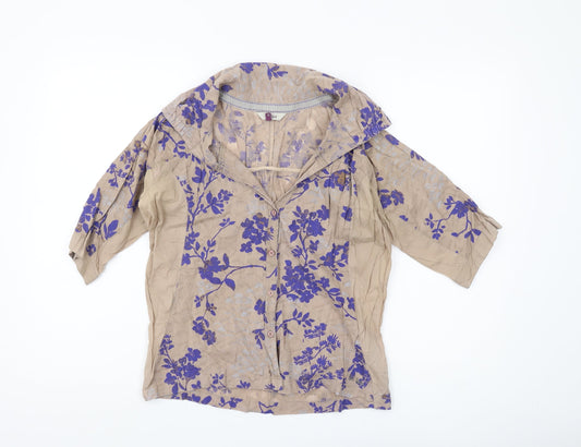 Womens UK Size 10 Fat Face Beige Tunic Blouse