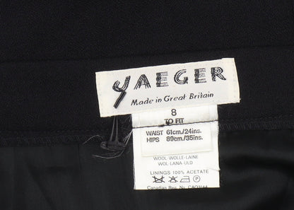 Jaeger Women’s Black Pleated Wool Skirt Size 8