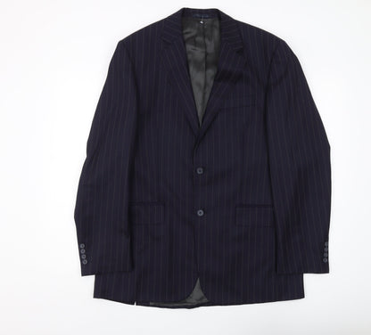 Austin Reed Men's Blue Striped Blazer, 40L, Wool-Cashmere