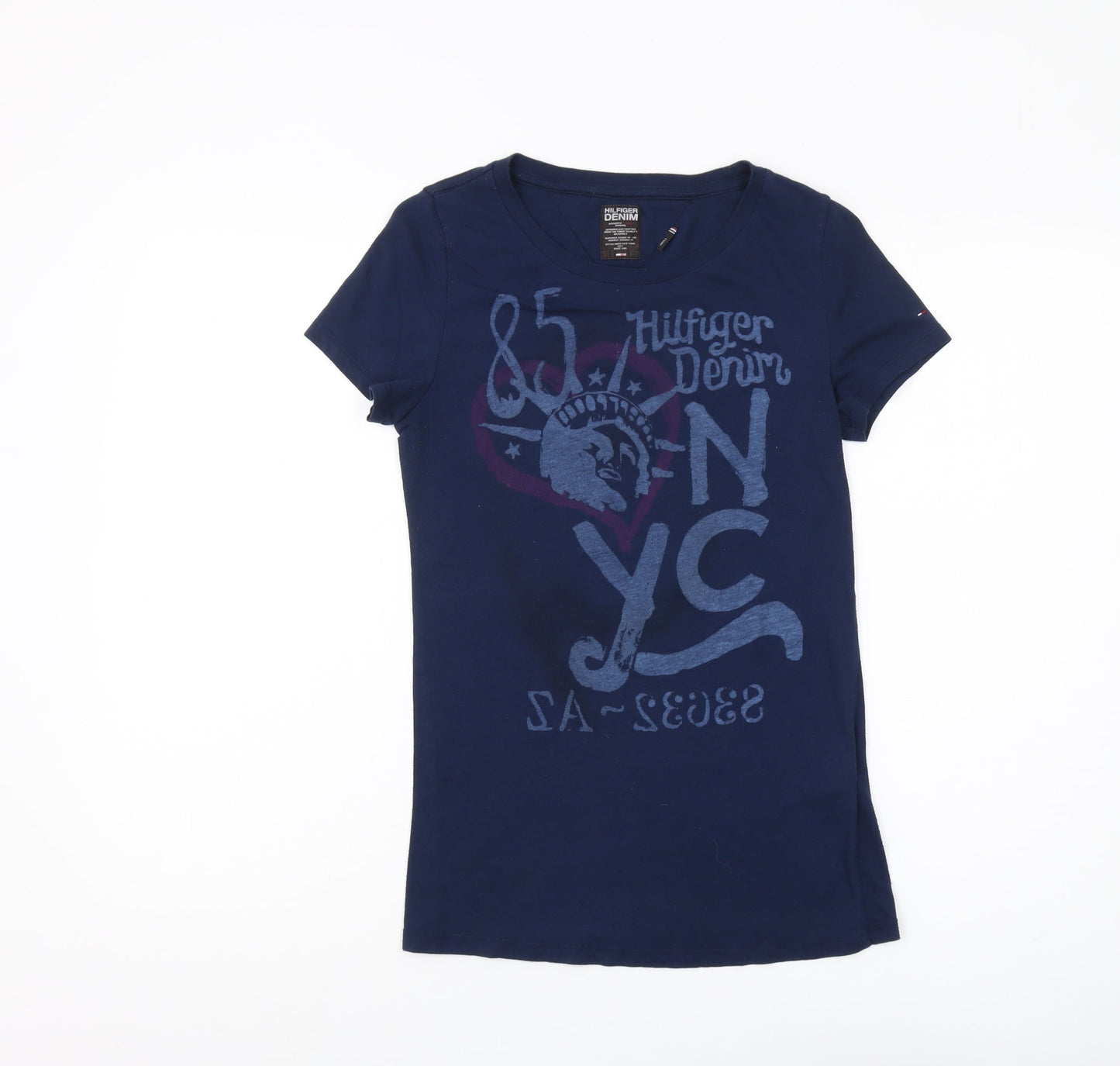 Womens UK Size S Hilfiger Denim Blue Basic T-Shirt